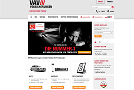 Screenshot: Webseite der VAV-Versicherung